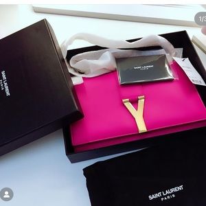 YSL Linge Y clutch chain bag pink